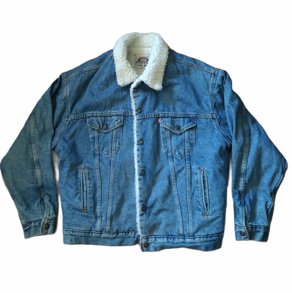 vintage levis sherpa denim Trucker Biker Jacket